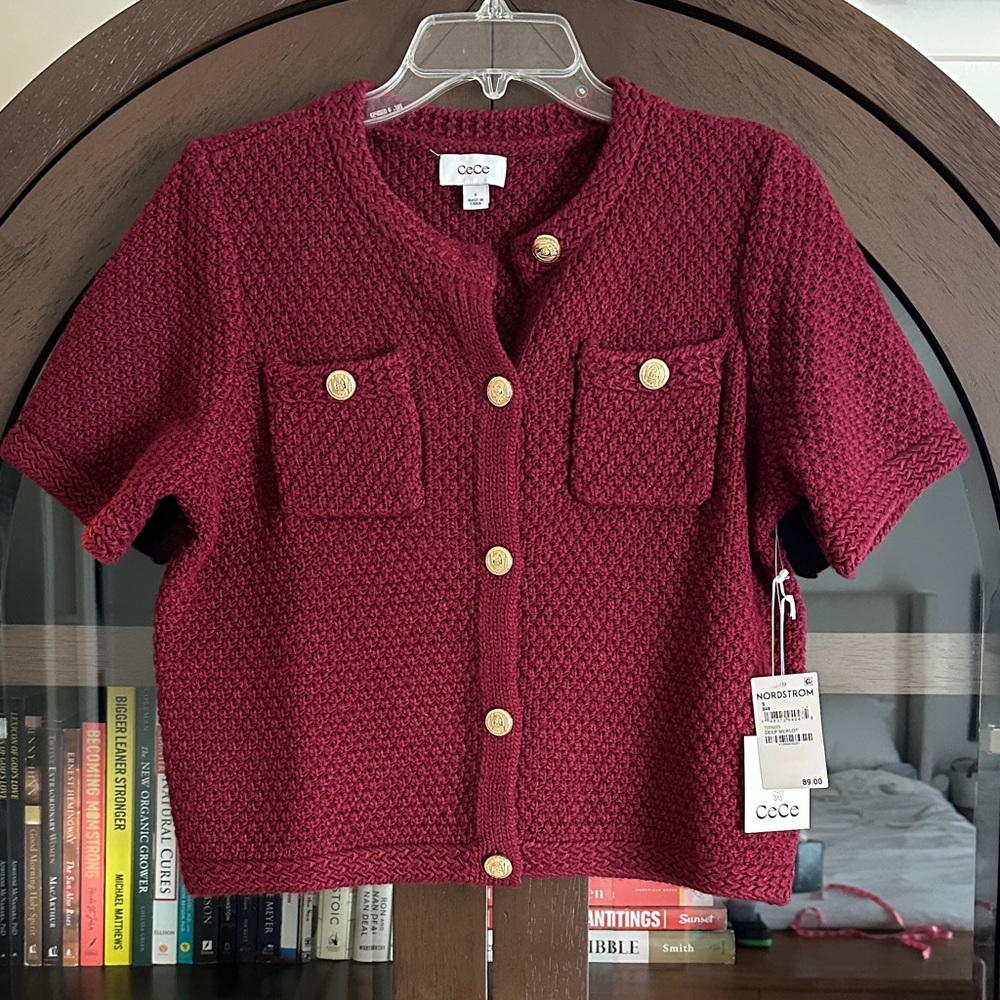 CECE Merlot Cardigan